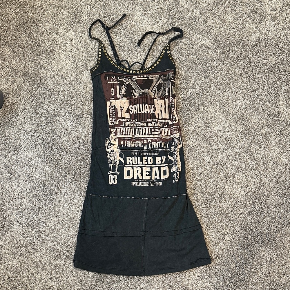 Black Graphic Mini Dress